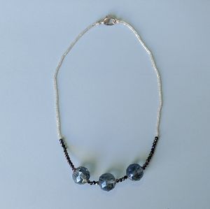 Slate Crystal / Gunmetal Crystal Necklace